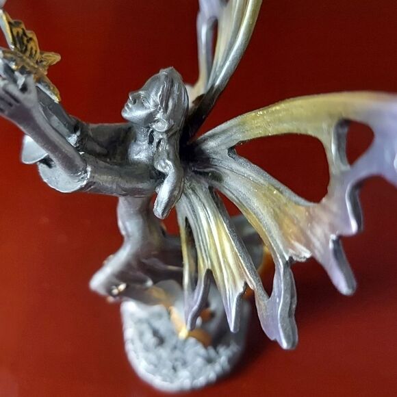 Gold & Purple Pewter Fairy with Butterfly Figurine - Picture 4 of 11